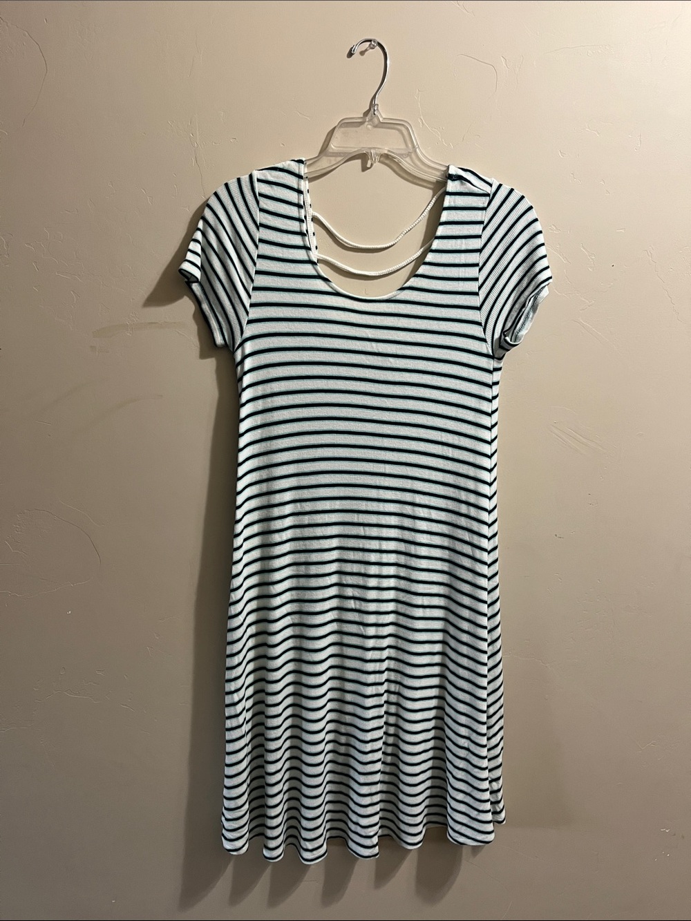 Casual Navy & White Striped Scoop Neck Dress